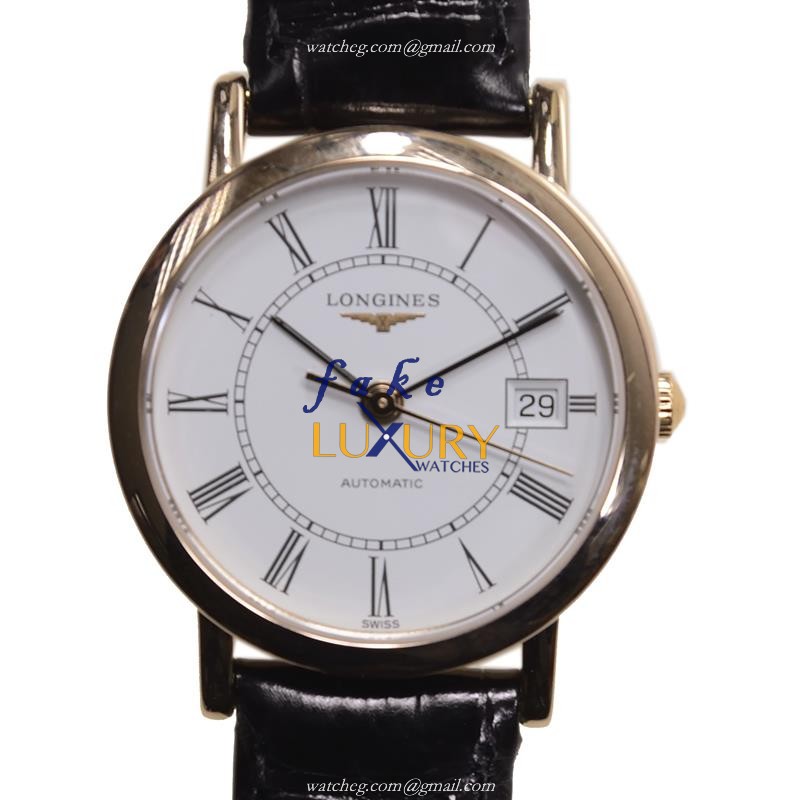 Longines L4.378.8.11.0 Replica Watch, Automatic, 18kt Rose Gold Case, White Dial, Alligator Strap