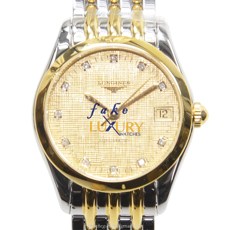 Longines L4.398.3.37.7 ELEGANT SERIES Automatic PVD Gold - Replica Watch - Silver Strap