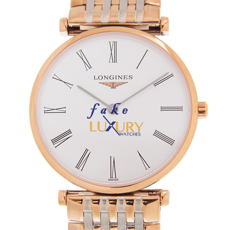 Longines L4.512.1.91.7 La Grande Quartz 18kt Rose Gold & Steel White Dial Sapphire Crystal Replica