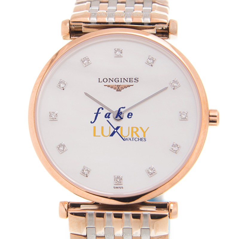 Longines L4.512.1.97.7 Quartz 18kt Rose Gold Ceramic Bezel Replica Watch - Luxury Replica Watch