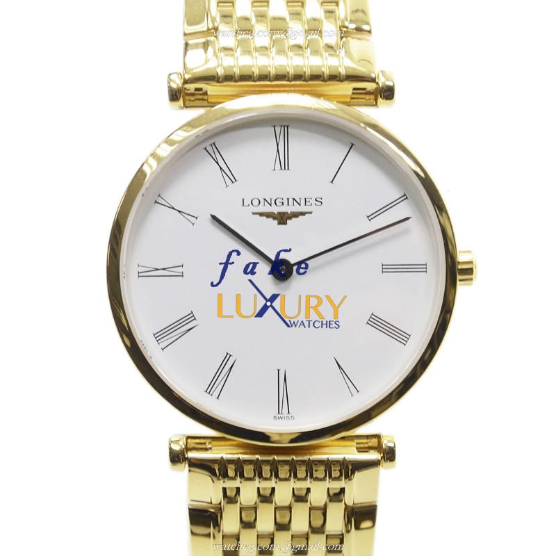 Longines L4.512.2.11.8 Quartz PVD Gold Replica Watch, Auto, White Dial, Steel Case
