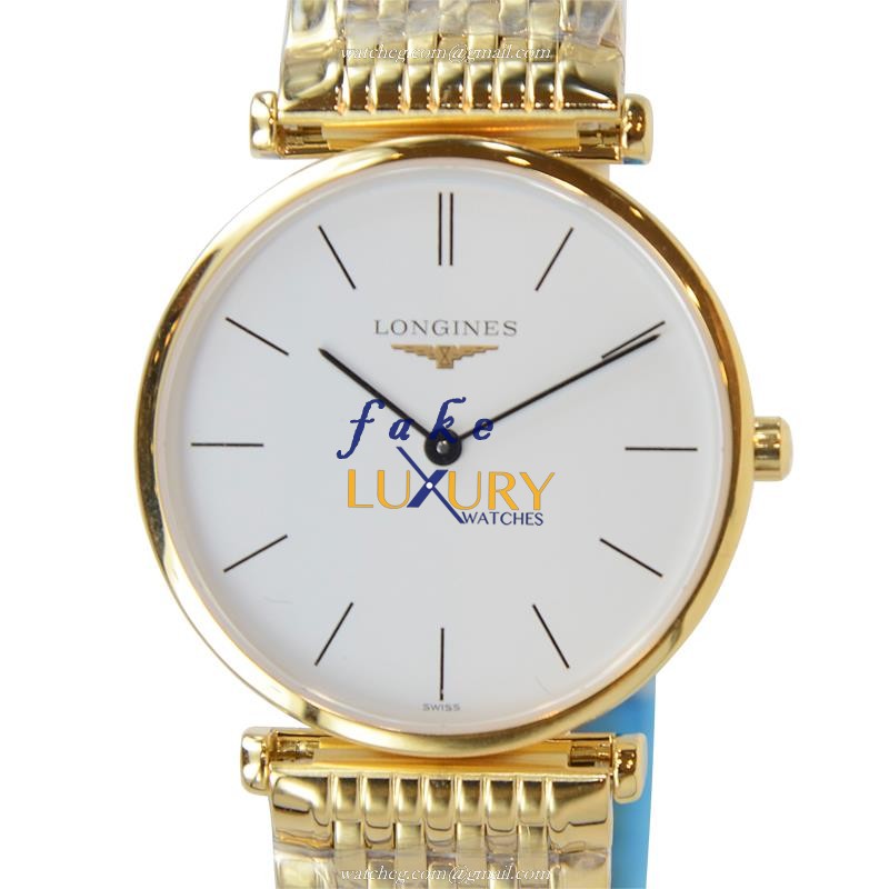 Longines L4.512.2.12.8 La Grande Replica Watch Quartz Movement White Dial PVD Gold Case