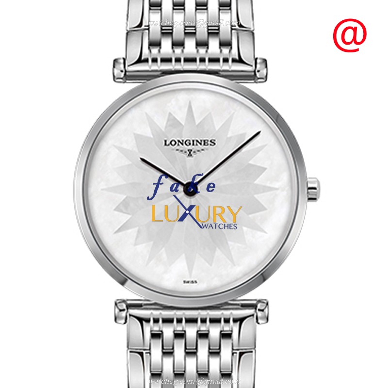 Longines L4.512.4.05.6 Replica Watch, Quartz, White Mother of Pearl Dial, Steel Bracelet