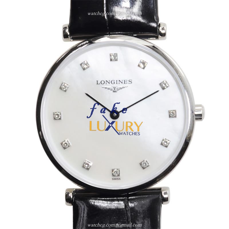 Longines L4.512.4.87.2 - Replica Watch - Quartz - 29mm Stainless Steel Case - White Dial - Black