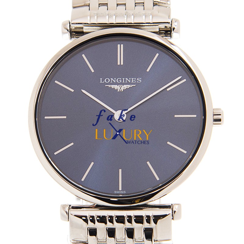 Longines L4.512.4.95.6 La Grande Replica Watch, Blue Dial, Quartz Movement, Steel Bracelet