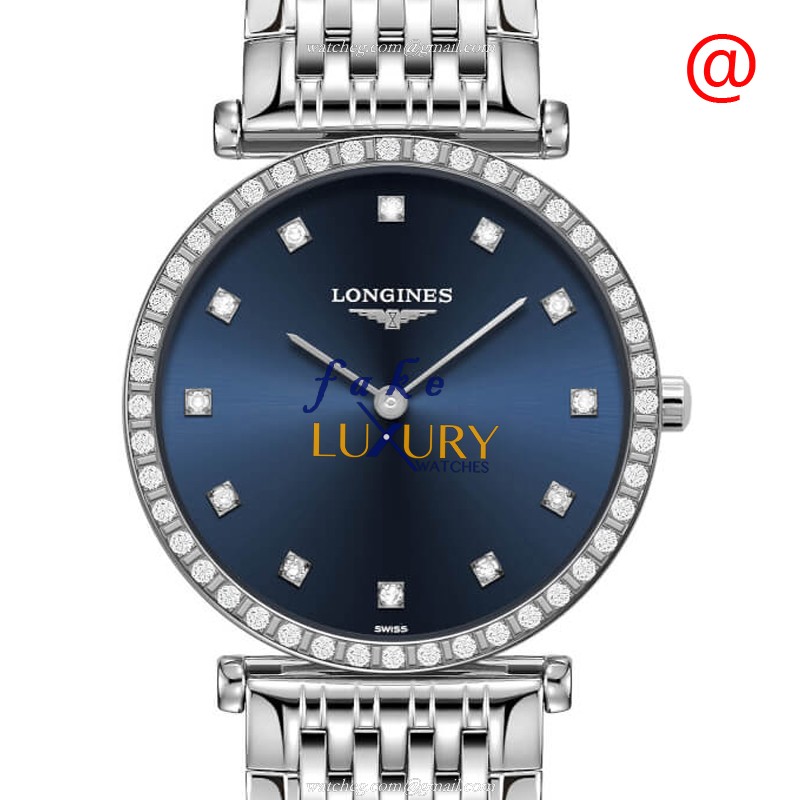 Longines L4.523.0.97.6 La Grande Replica Watch With Quartz Movement Blue Dial Stainless Steel Strap