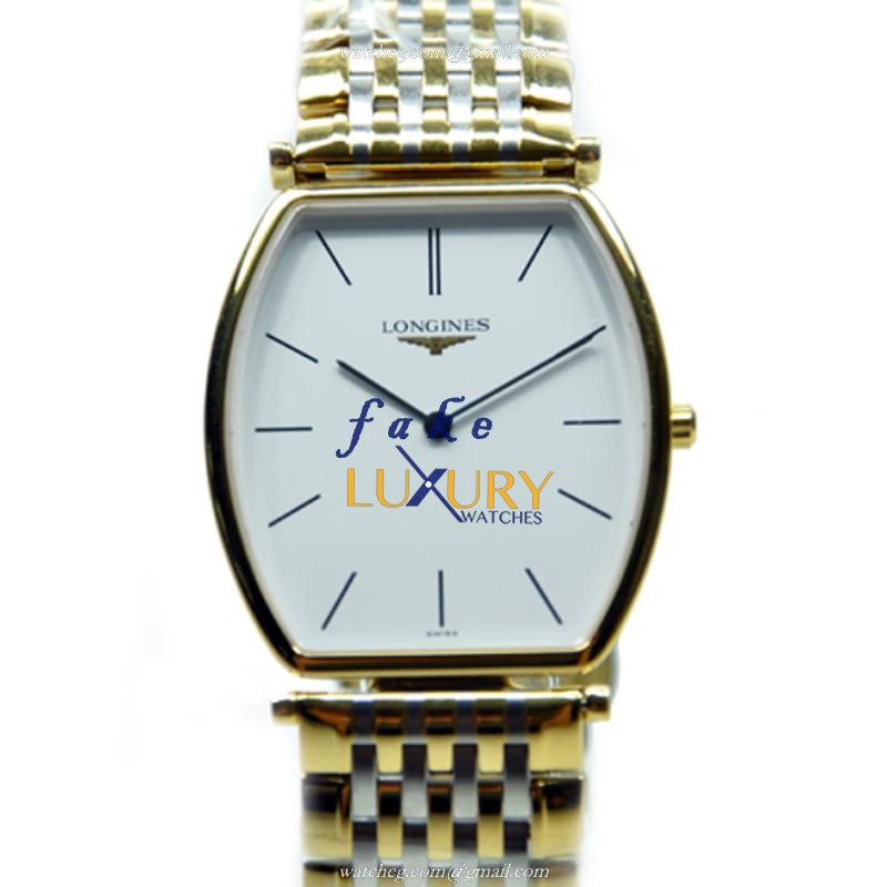 Longines L4.705.2.12.7 La Grande Quartz Replica Watch, White Dial, PVD Gold Case