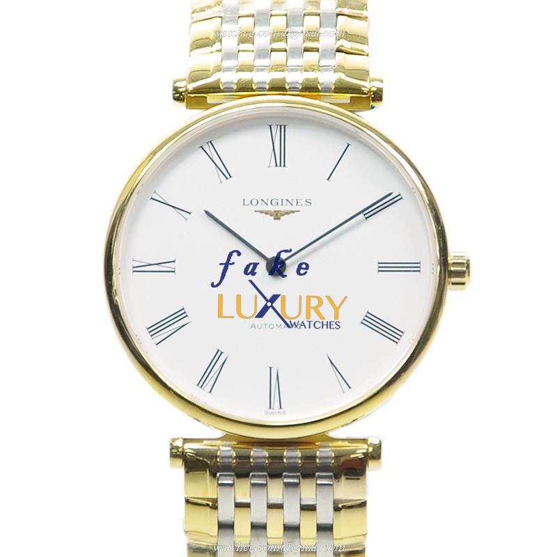 Longines L4.708.2.11.7 Replica Watch - Automatic PVD Gold Case - White Dial - Silver Strap - Luxury Replica Watch