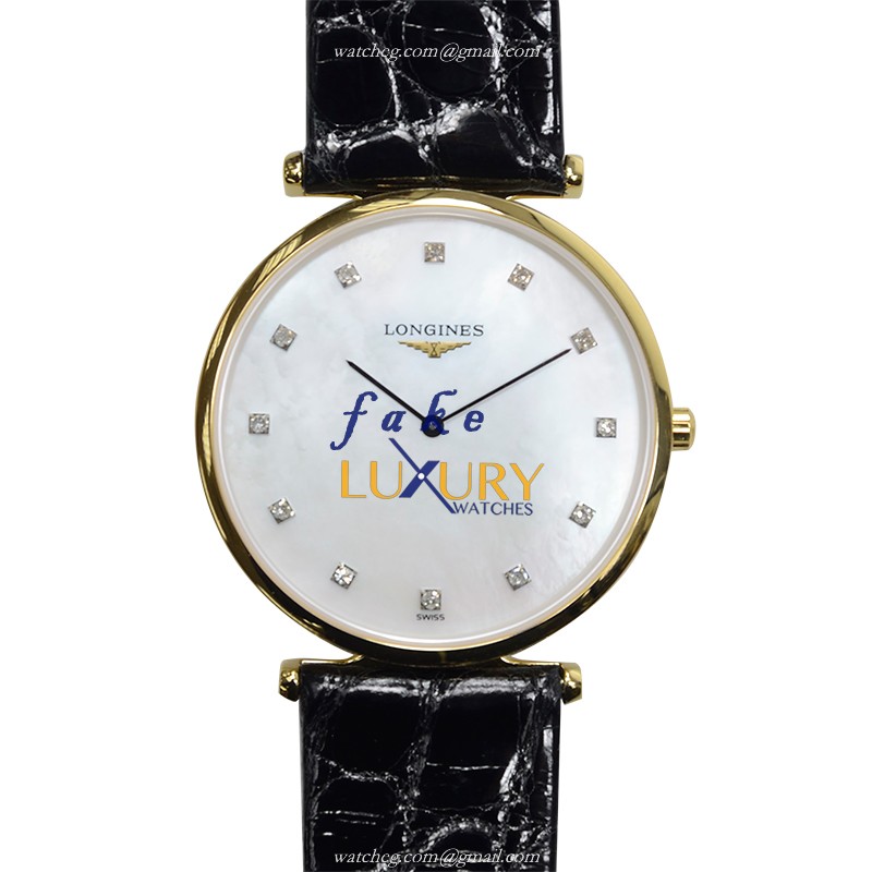 Longines L4.709.2.87.2 Replica Watch, Quartz Movement, White Mother of Pearl Dial, PVD Gold Case - Luxury Replica Watch