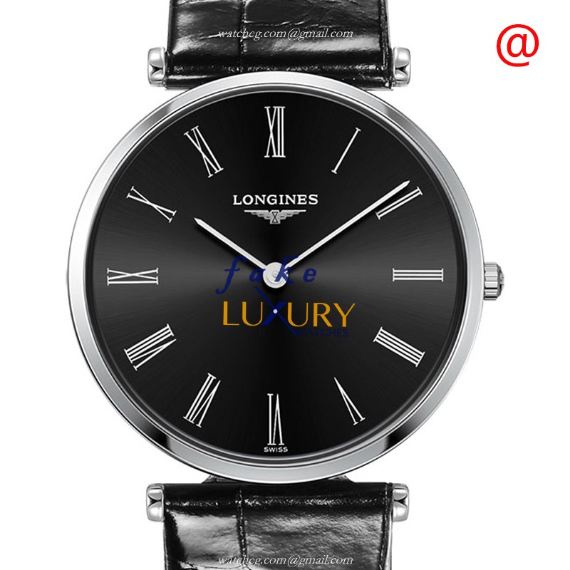 Longines La Grande L4.709.4.51.2 | Quartz Black Dial Leather Strap | Steel | Replica Watch - Luxury Replica Watch
