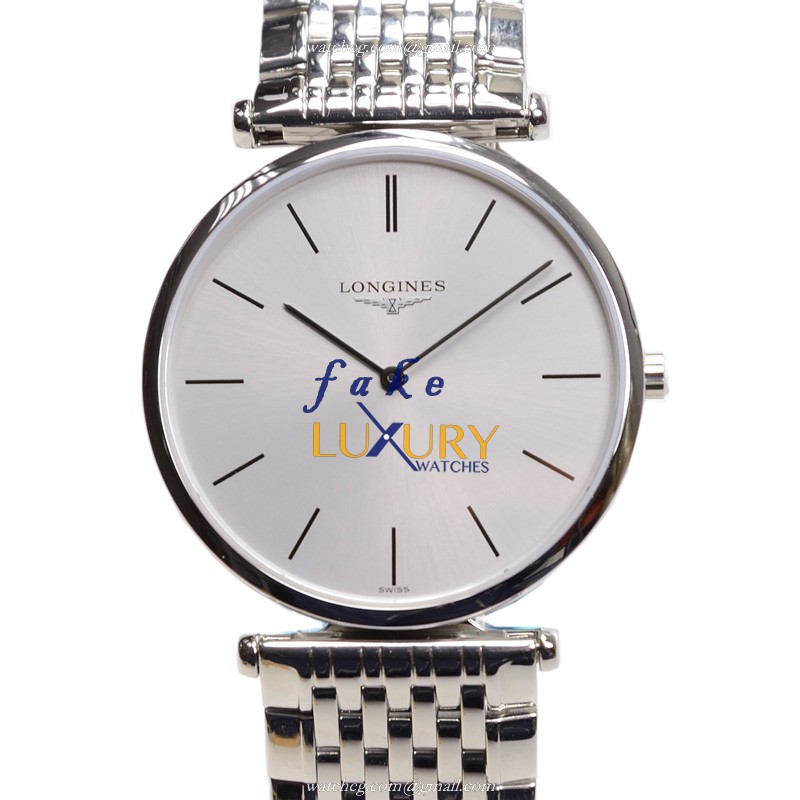 Longines L4.709.4.72.6 La Grande Replica Watch, Silver Dial, Steel Bracelet, Quartz
