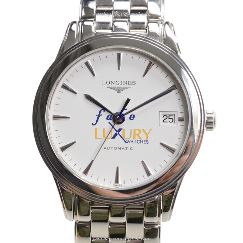 Longines L4.717.4.12.6 FLAGSHIP Replica Watch, Automatic Swiss Movement, White Dial, Silver - Luxury Replica Watch