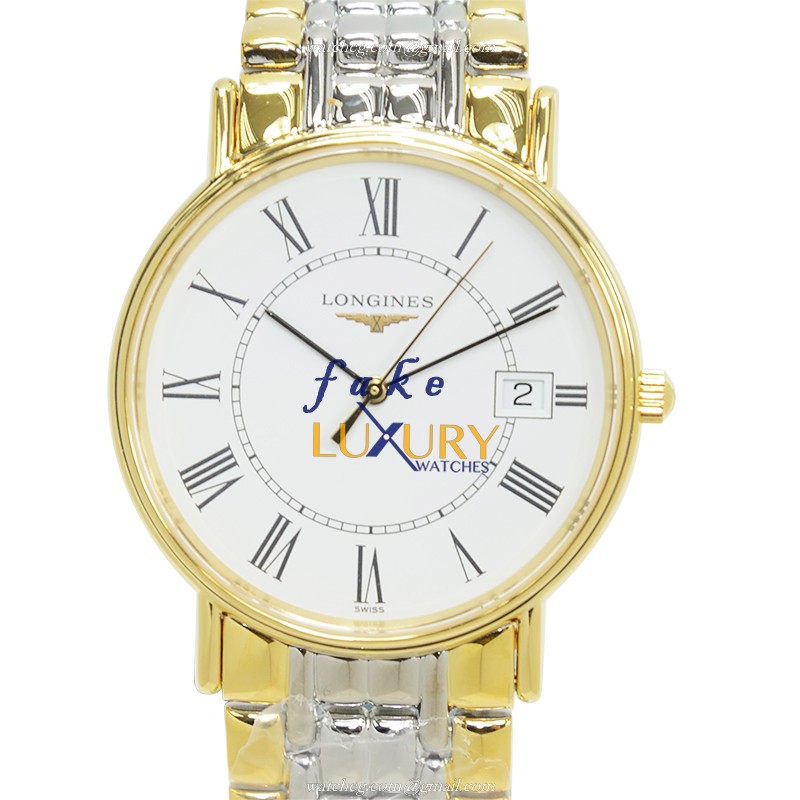 Longines L4.720.2.11.7 Replica Watch, Quartz Movement, White Dial, PVD Gold Case