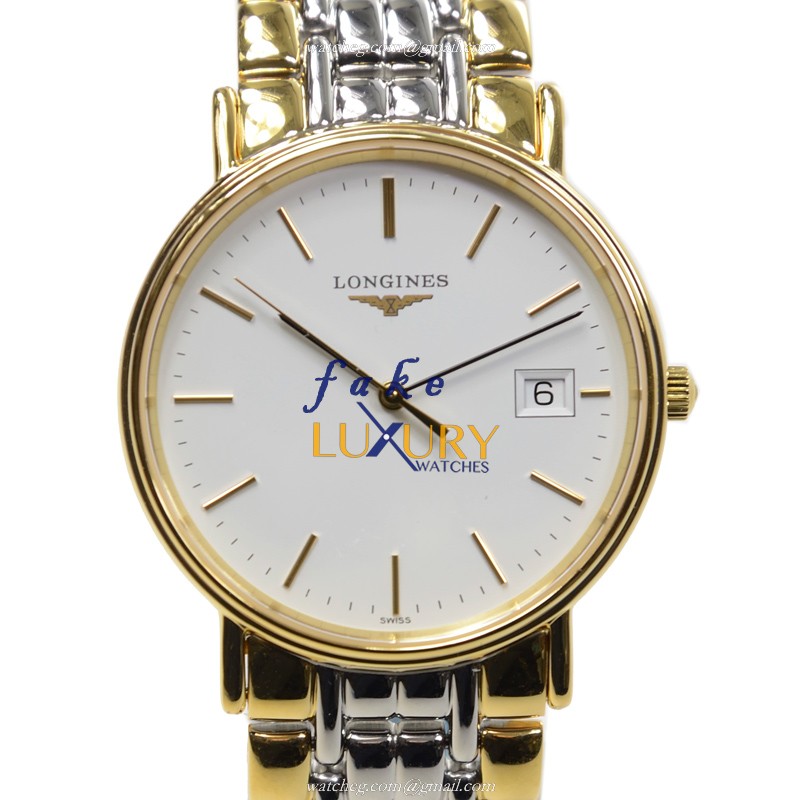 Longines L4.720.2.12.7 PRESENCE Quartz Gold-Plated & SS Replica Watch - White Dial, Silver & Gold - Luxury Replica Watch