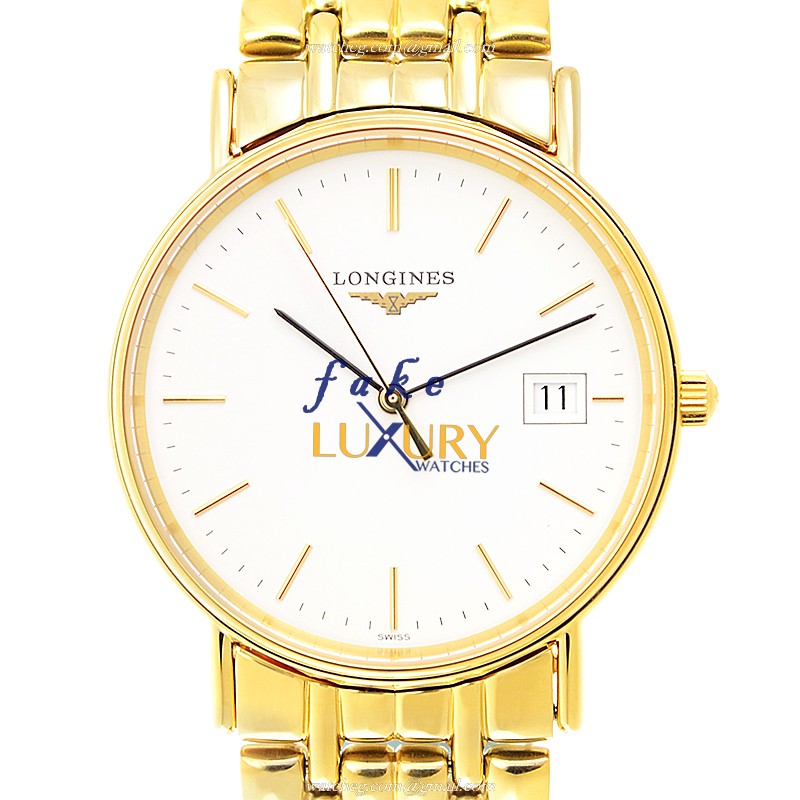 Longines L4.720.2.12.8 Replica Watch Quartz Movement White Dial Gold-Plated Steel Case
