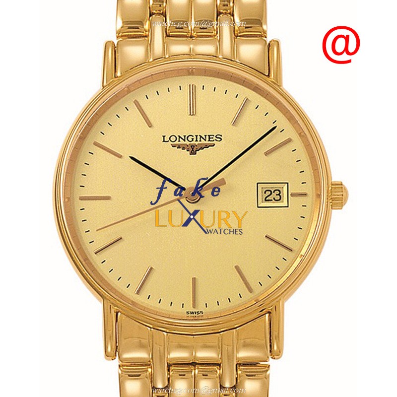 Longines L4.720.2.32.8 Quartz PVD Gold Replica Watch, 33mm Case, Swiss Movement