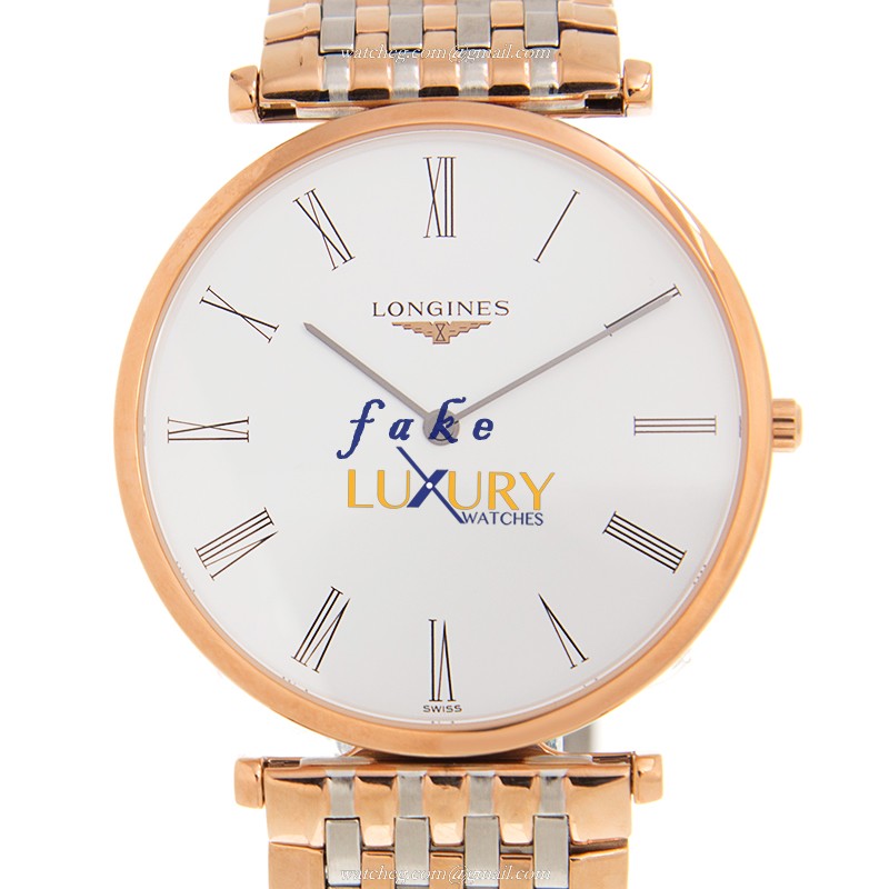 Longines L4.755.1.91.7 Replica Watch, Quartz Movement, White Dial, 36mm Rose Gold & Steel Case