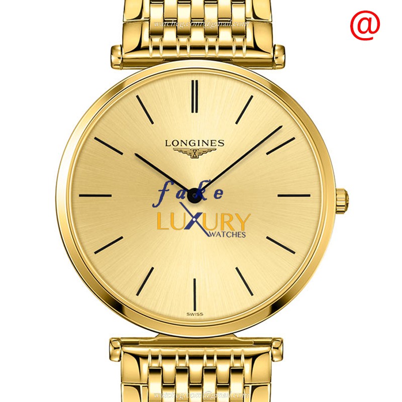 Longines L4.755.2.32.8 Replica Watch - Automatic - Gold Dial - PVD Gold Case - Quartz Movement
