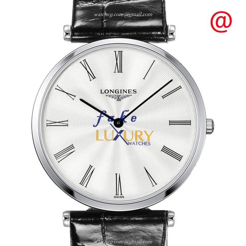 Longines L4.755.4.71.2 La Grande Replica Watch Quartz Silver Dial Black Leather Strap Stainless
