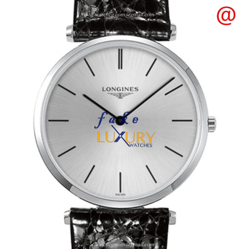 Longines L4.755.4.72.2 Replica Watch, Swiss Quartz, Silver Dial, Leather Strap