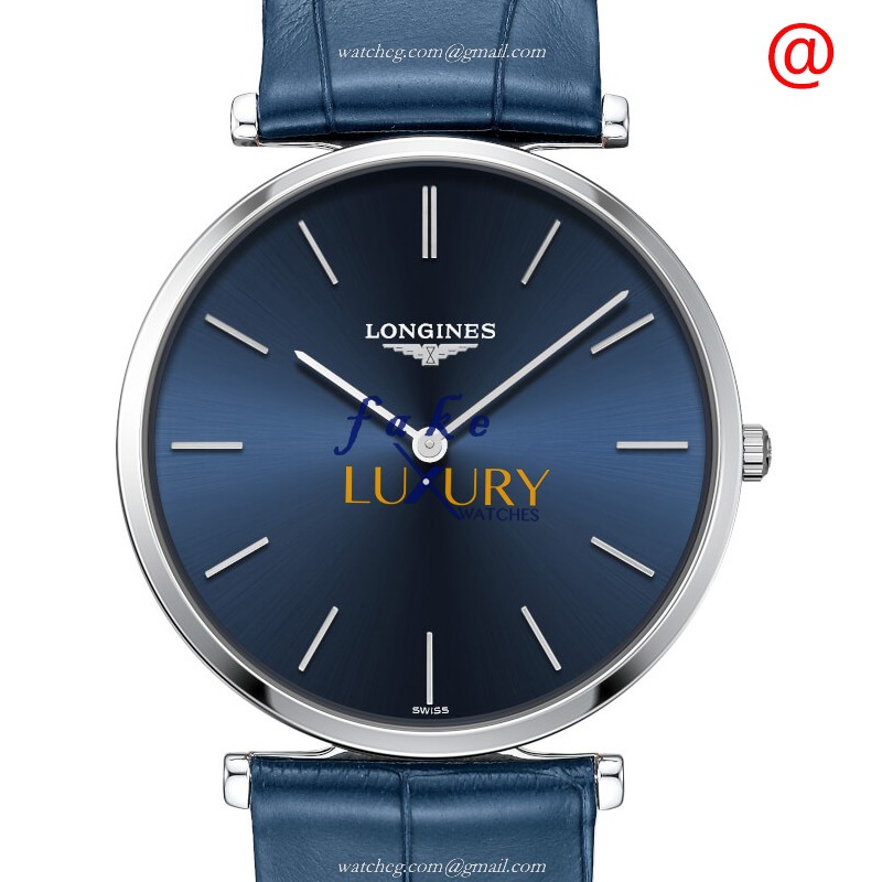 Longines L4.755.4.95.2 La Grande Replica Watch Quartz Blue Dial Stainless Steel Case Blue Leather