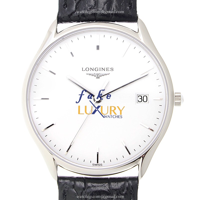 Longines L4.759.4.12.2 Quartz Replica Watch, Stainless Steel Case, White Dial
