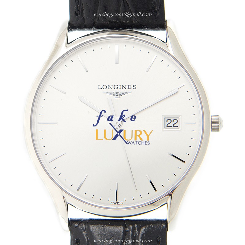 Longines L4.759.4.72.2 Lyre Replica Watch, Quartz, White Dial, 35mm Steel Case, Black Alligator