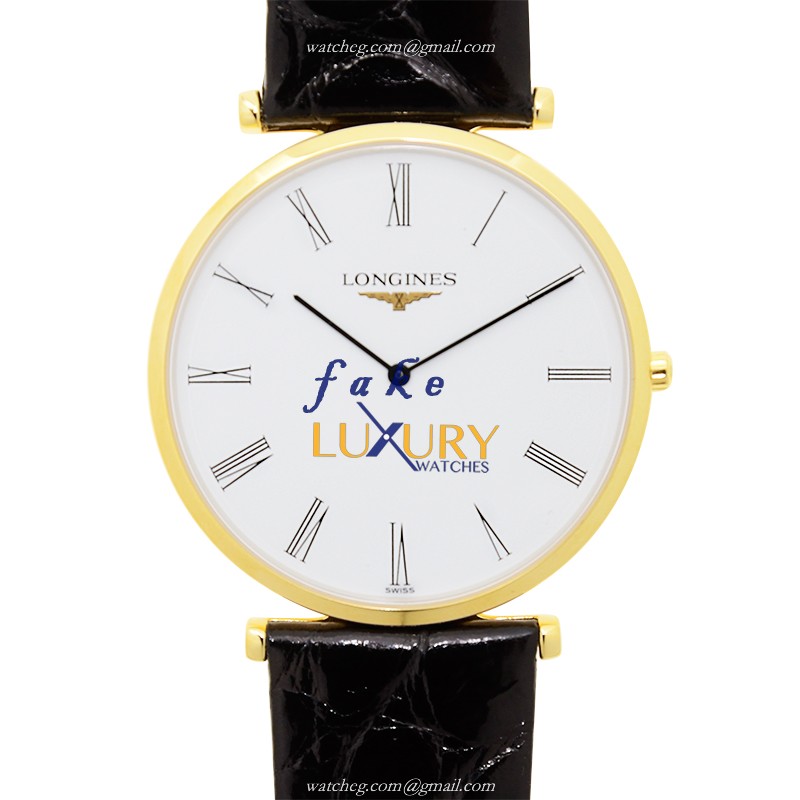 Longines L4.766.2.11.2 La Grande Replica Watch, White Dial, PVD Gold Case, Quartz Movement