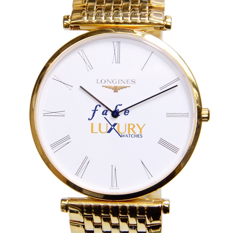 Longines L4.766.2.11.8 La Grande Quartz PVD Gold White Dial Sapphire Crystal Folding Clasp Replica