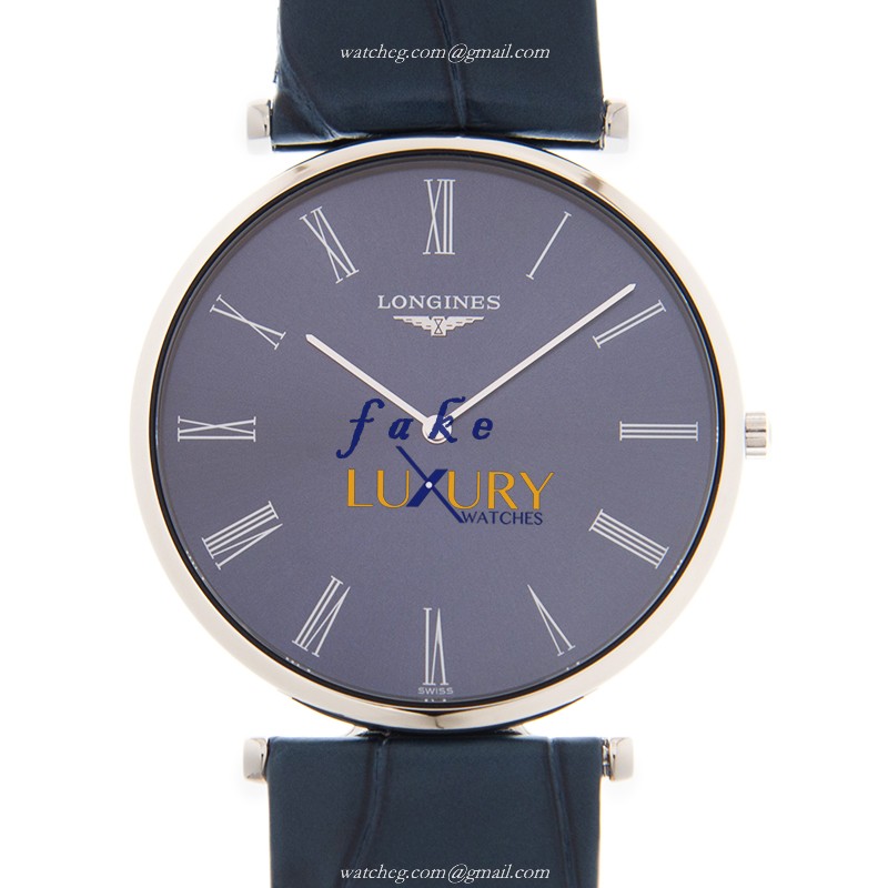 Longines L4.766.4.94.2 La Grande Replica Watch Quartz Blue Dial Stainless Steel Case Blue Leather