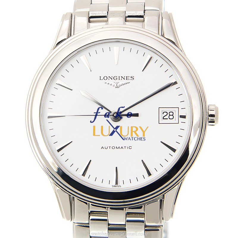 Longines L4.774.4.12.6 FLAGSHIP - Automatic Stainless Steel Replica Watch - White Dial - Silver - Luxury Replica Watch