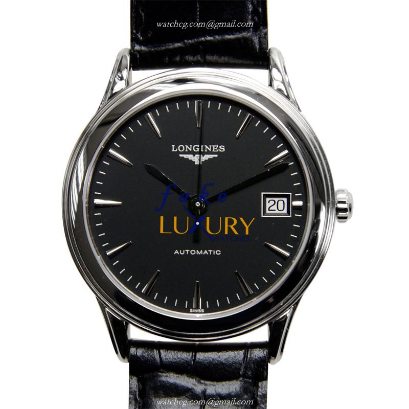 Longines L4.774.4.52.2 FLAGSHIP Automatic Black Dial Alligator Strap Replica Watch