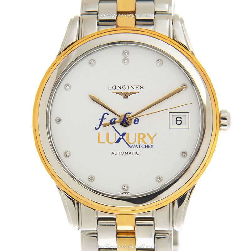 Longines L4.774.5.27.7 FLAGSHIP Replica Watch, Automatic, White Dial, Gold-Plated Steel Case