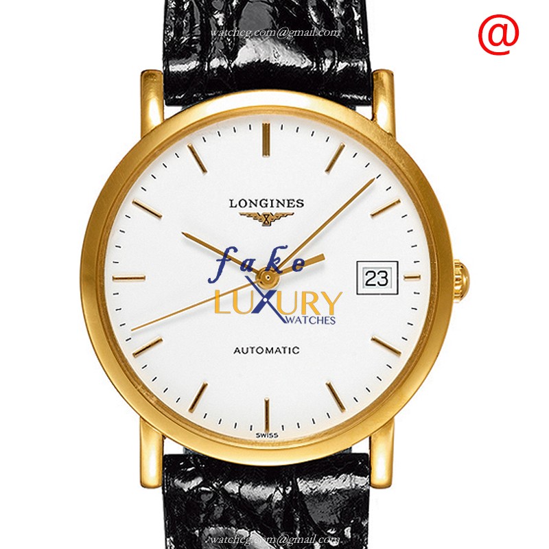 Longines L4.778.6.12.0 PRESENCE Automatic 18kt Yellow Gold Replica Watch - Swiss Movement, White