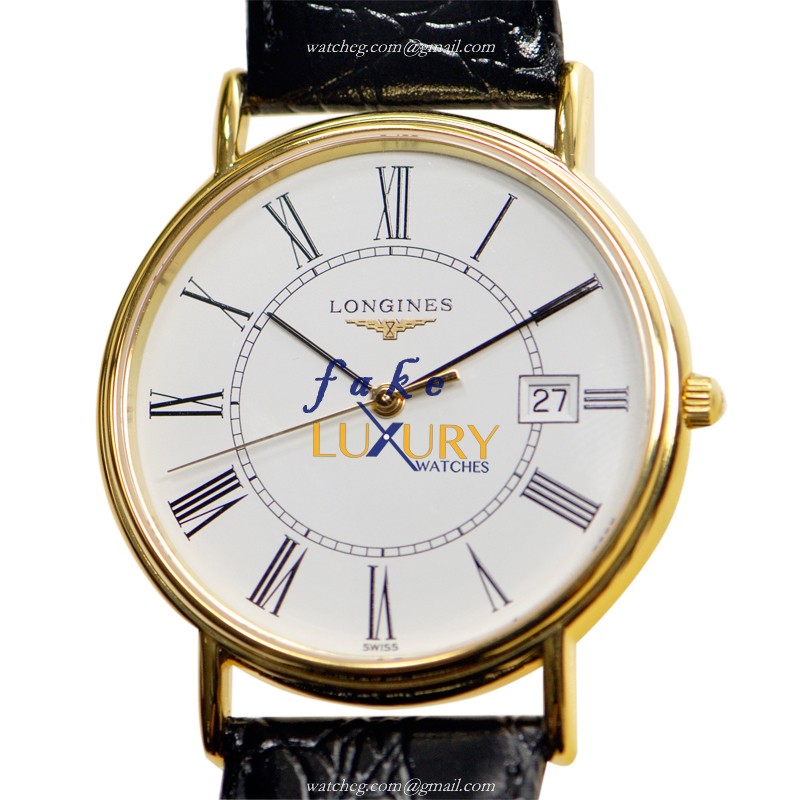 Longines L4.790.2.11.2 Replica Watch Quartz Movement 18kt Rose Gold Steel Case White Dial Black