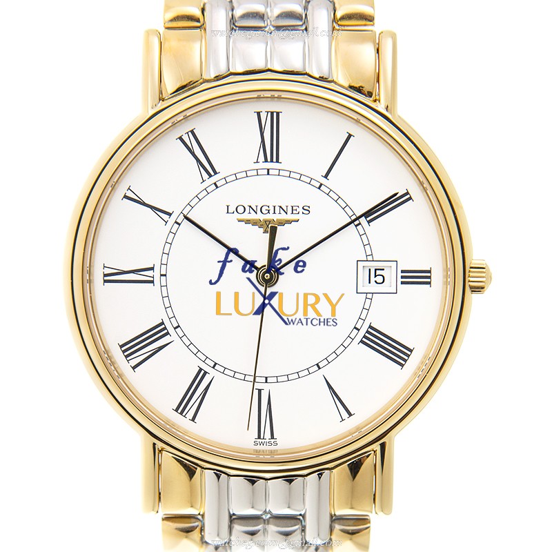 Longines L4.790.2.11.7 Replica Watch, White Dial Quartz Movement Gold Steel Case