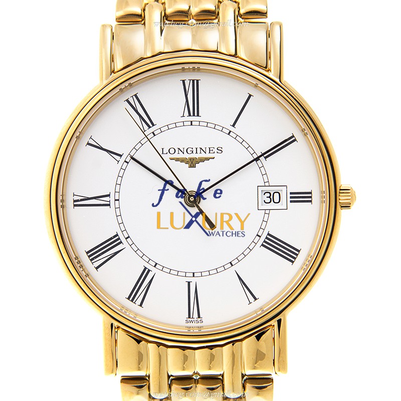 Longines L4.790.2.11.8 PRESENCE Replica Watch, Quartz, White Dial, Gold-Plated Steel Case