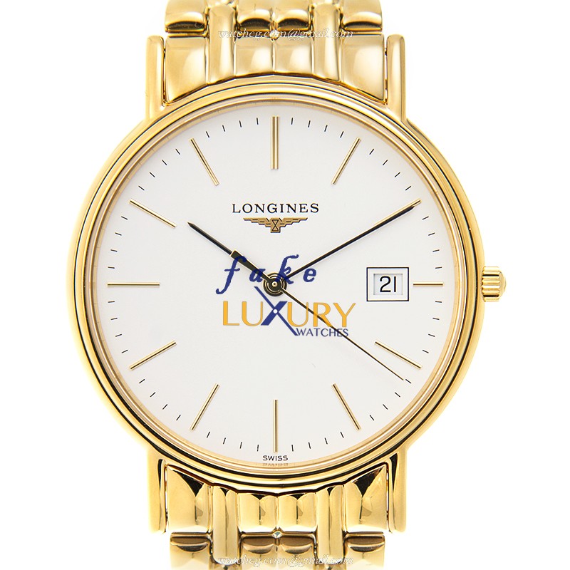Longines L4.790.2.12.8 Quartz Gold-Plated Stainless Steel Replica Watch, White Dial, Gold Strap