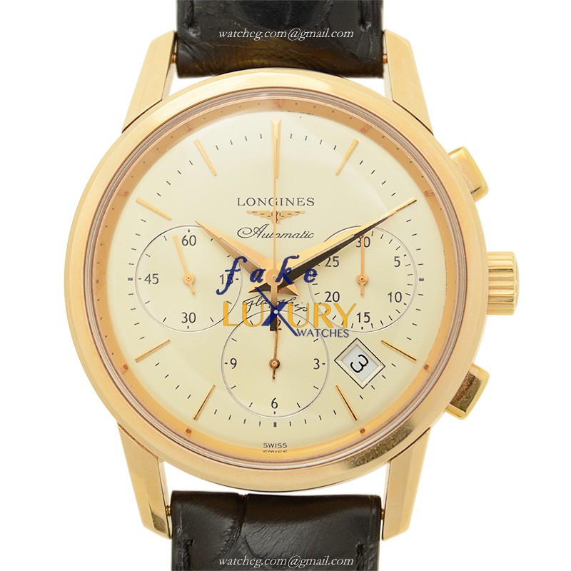Longines L4.796.8.72.2 Replica Heritage Watch Automatic 18kt Rose Gold White Dial Alligator Strap