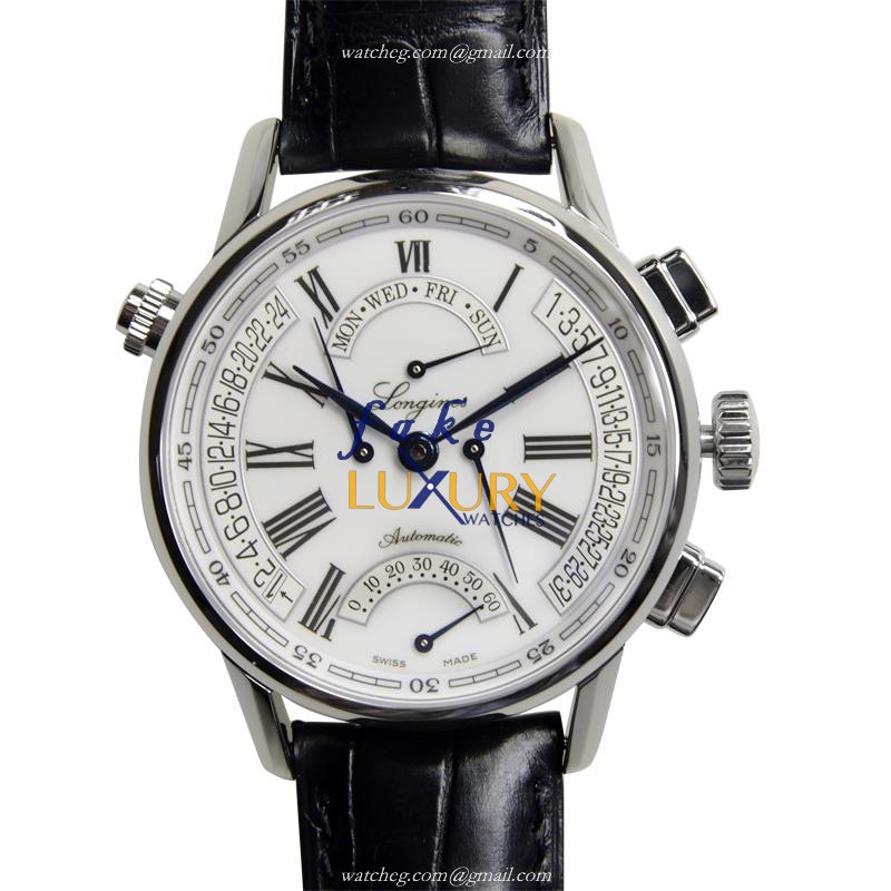 Longines L4.797.4.71.2 Heritage Replica Watch Automatic White Dial Stainless Steel Case Black