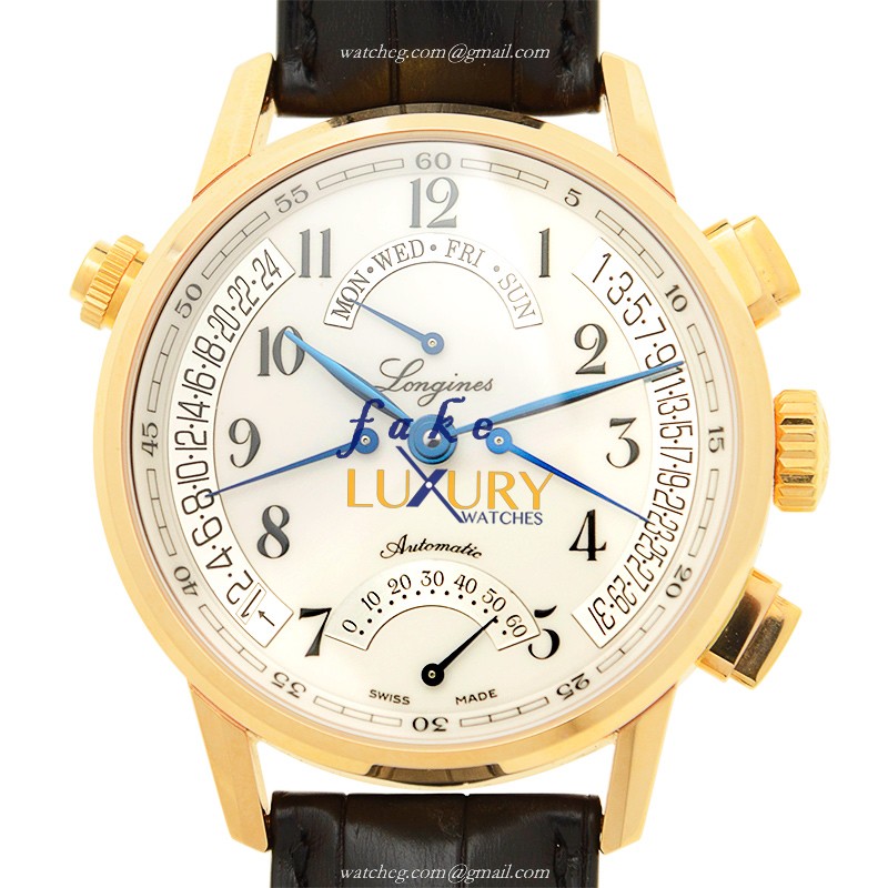 Longines L4.797.8.23.2 HERITAGE Automatic 18kt Rose Gold White Dial Leather Replica Watch