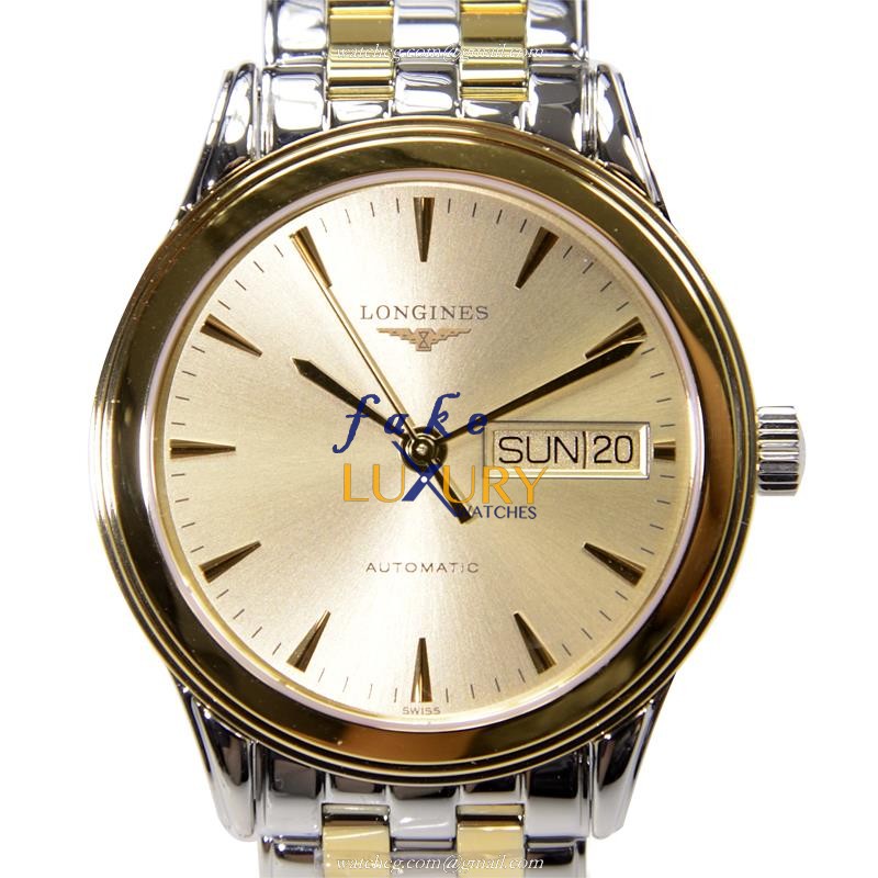 Longines L4.799.3.32.7 FLAGSHIP Automatic PVD Gold Replica Watch - Swiss Movement, Gold Dial