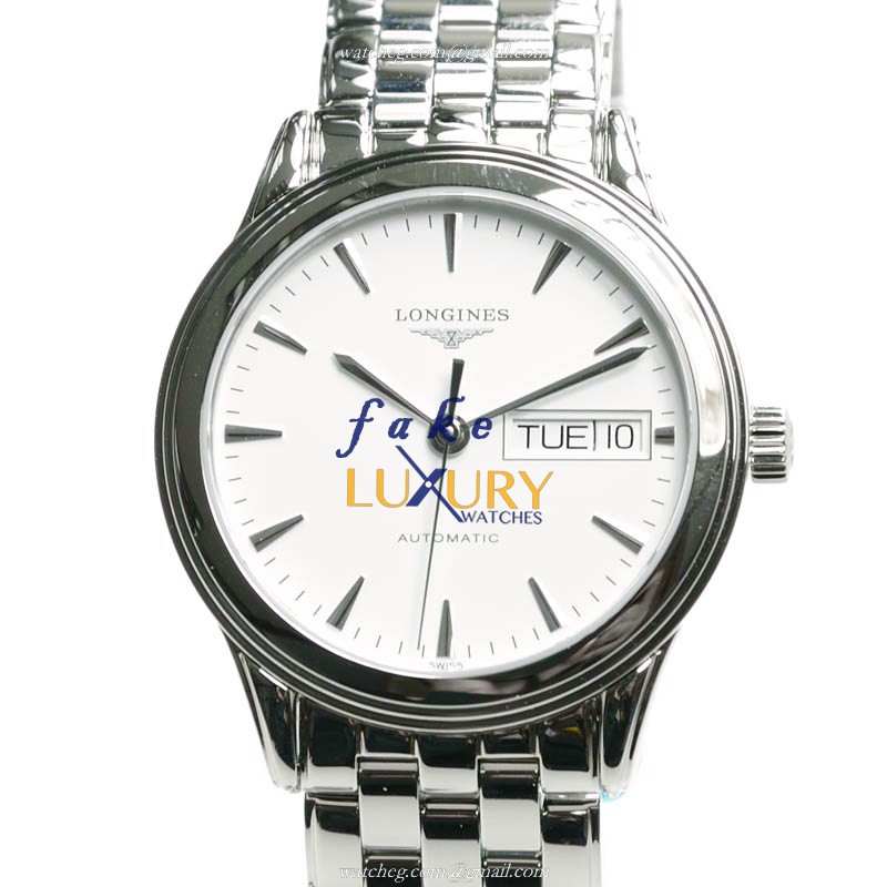 Longines L4.799.4.12.6 FLAGSHIP Automatic Stainless Steel Replica Watch - 36mm White Dial - Push - Luxury Replica Watch