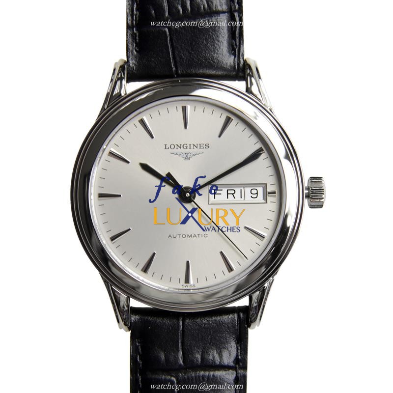 Longines L4.799.4.72.2 Flagship Replica Watch, Gray Dial, Steel Case, Automatic Movement