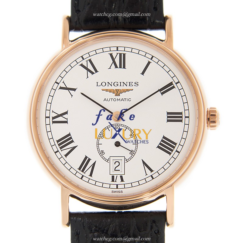 Longines L4.805.1.11.2 Replica Watch, Automatic Movement, White Dial, PVD Gold Case