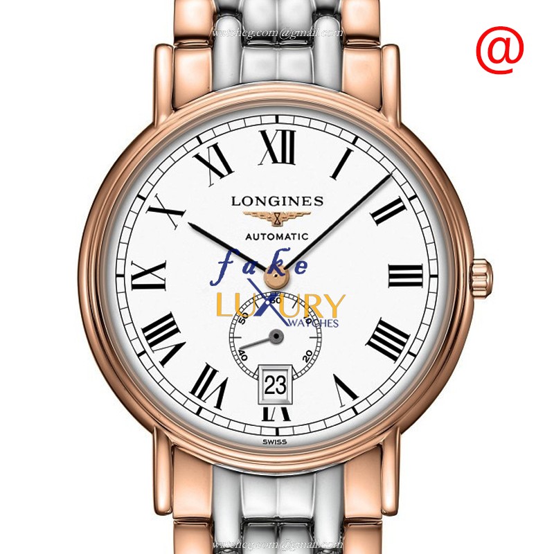 Longines L4.805.1.11.7 Replica Watch, Automatic Movement, 18kt Rose Gold & Steel Case, White Dial