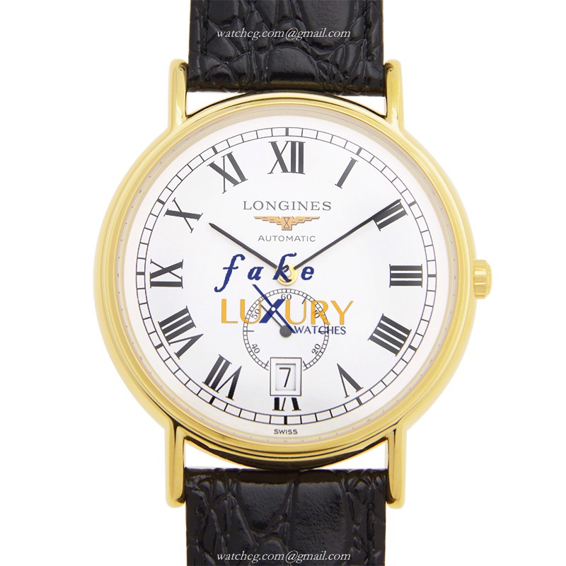 Longines L4.805.2.11.2 Replica Watch, White Dial, PVD Gold Case, Automatic Movement