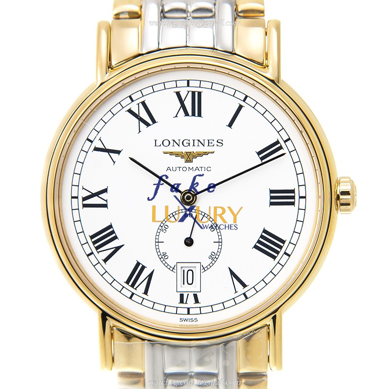 Longines L4.805.2.11.7 PRESENCE Replica Watch With Automatic Movement, White Dial, Gold Steel Case