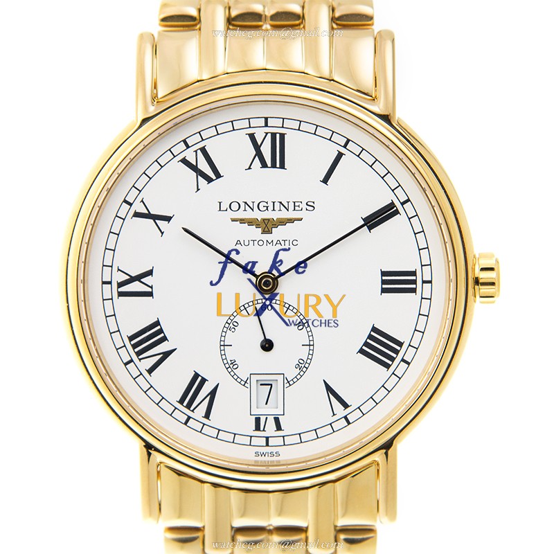 Longines L4.805.2.11.8 PRESENCE Automatic - Gold-Plated & Stainless Steel - White Dial Replica Watch - Luxury Replica Watch