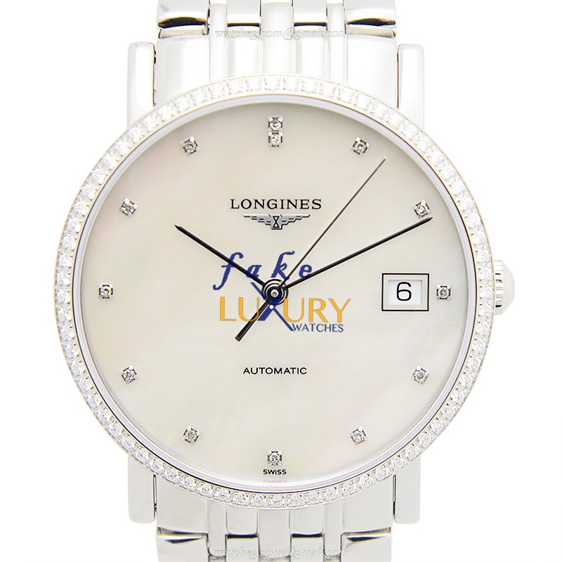 Longines L4.809.0.87.6 Elegant Automatic White Dial Stainless Steel Diamonds Silver Strap Replica